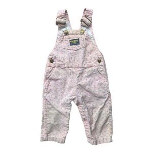 Vintage 90's Oshkosh B'gosh Pink Floral Corduroy Overalls 24m
